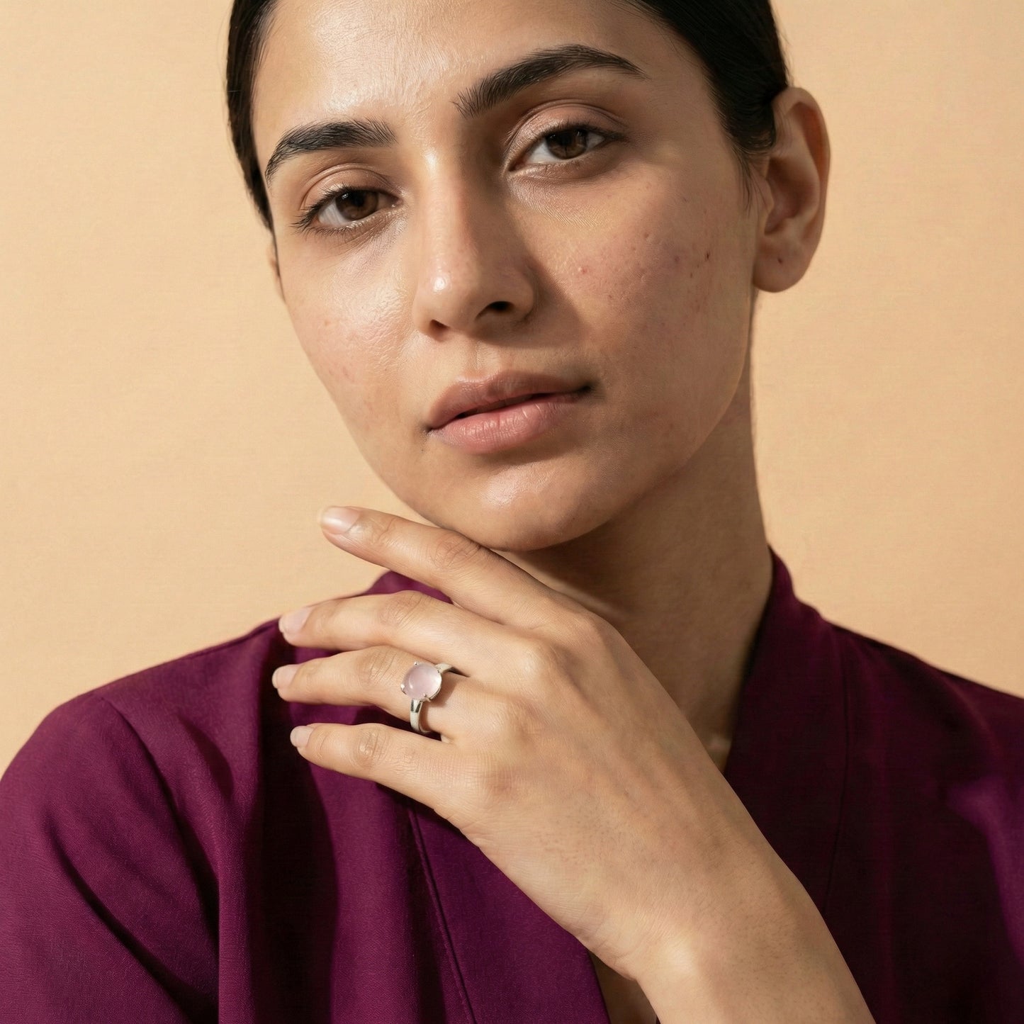 Zaraab Blush Rose Gold-Tone Ring (Silver Edition)