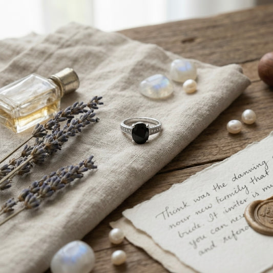 Zaraab Oval Midnight Stone Ring (Silver Edition)