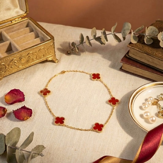 Zaraab Scarlet Fortune Clover Necklace