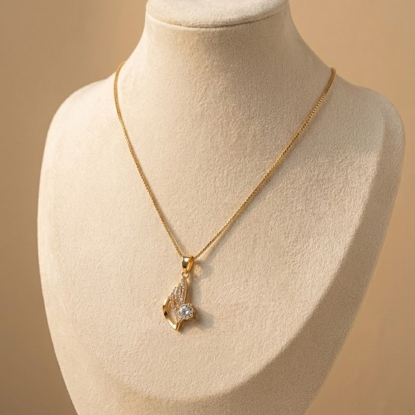 Zaraab "Gilded Tear" Crystal Solitaire Necklace