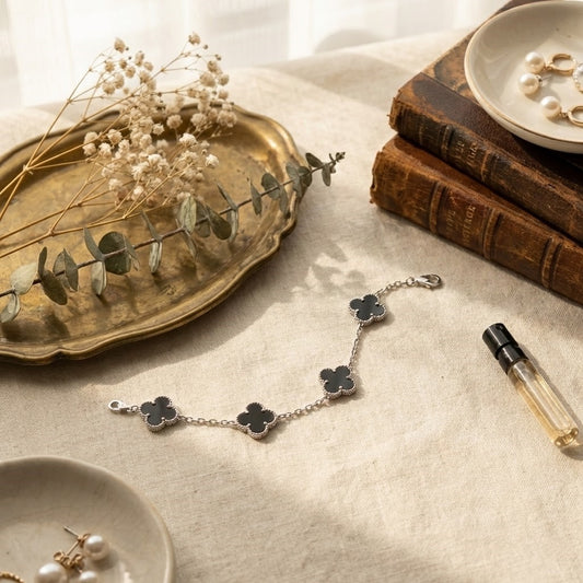 Zaraab Black Clover Bracelet (Silver Edition)