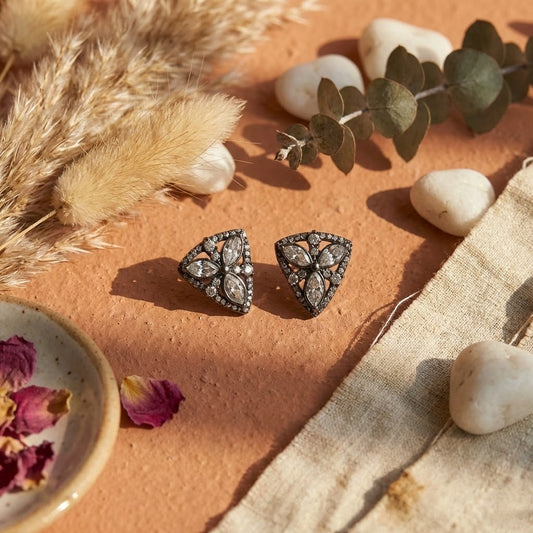 Zaraab Midnight Flora Oxidized Earrings