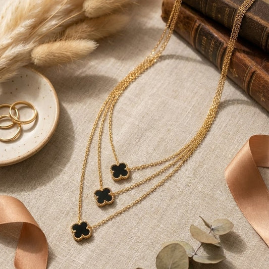 Zaraab Midnight Clover Triple-Layer Necklace