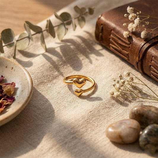 Zaraab Double Heart Bypass Ring