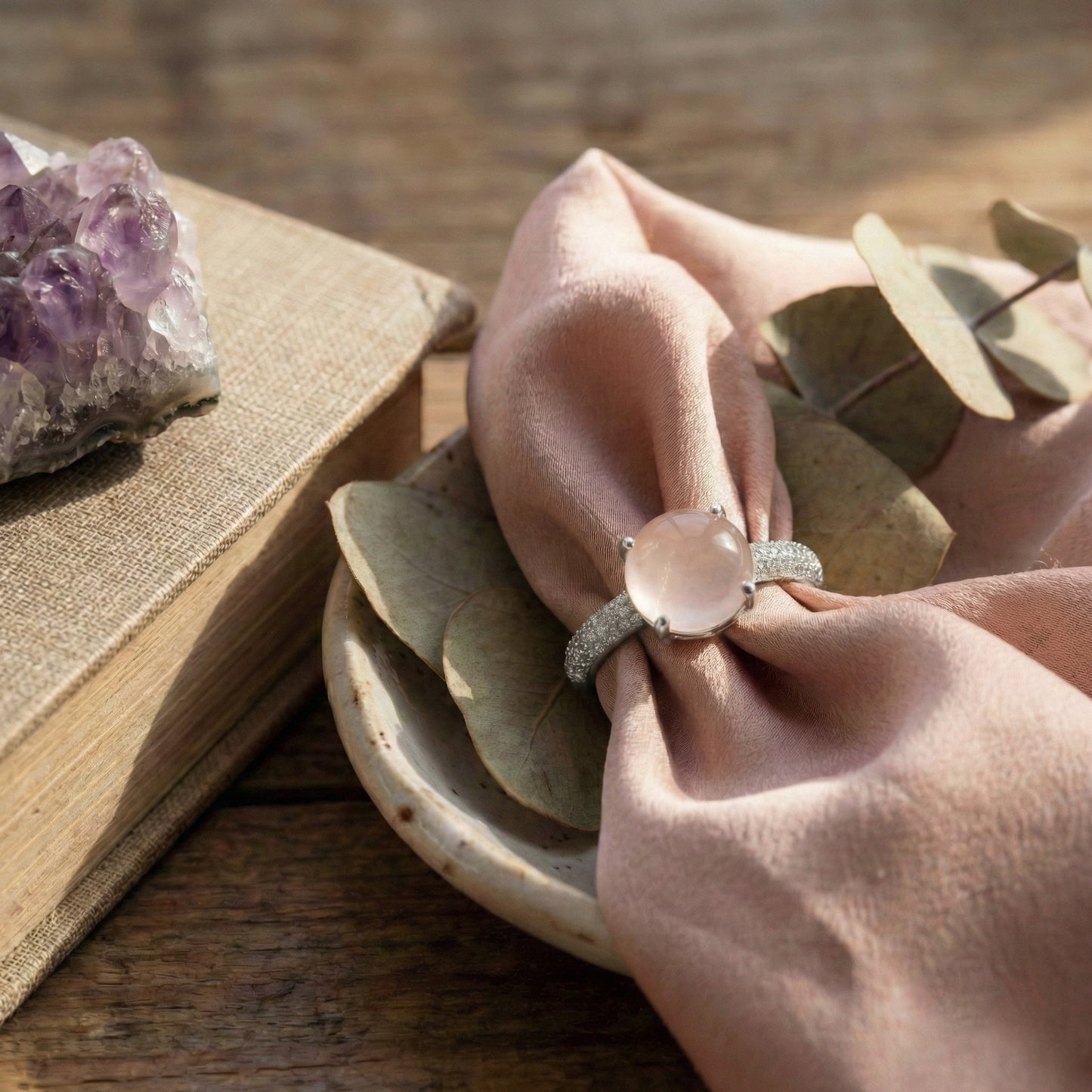 Zaraab Blush Rose Gold-Tone Ring (Silver Edition)