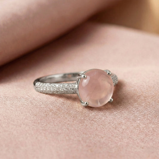 Zaraab Blush Rose Gold-Tone Ring (Silver Edition)