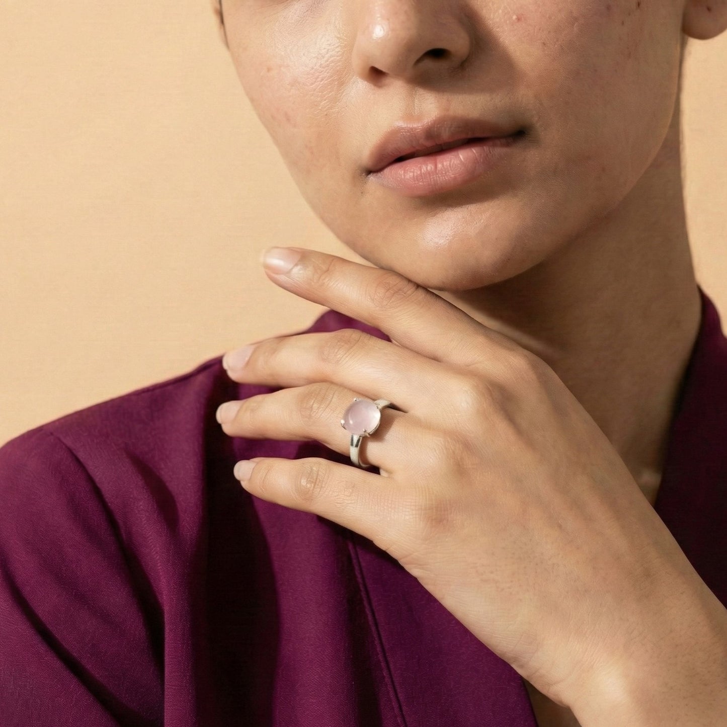 Zaraab Blush Rose Gold-Tone Ring (Silver Edition)