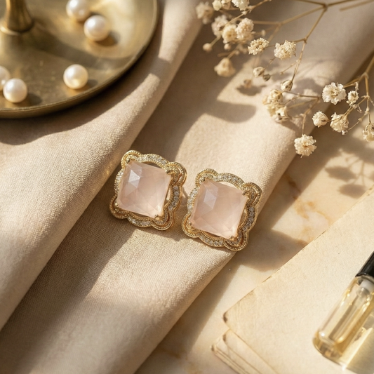 Zaraab Rose Geo Statement Studs