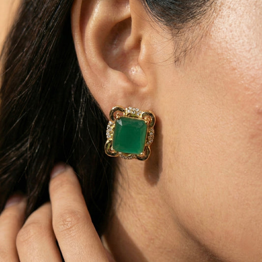 Zaraab Royal Emerald Geo Studs