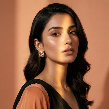 Zaraab Square Halo Crystal Earrings