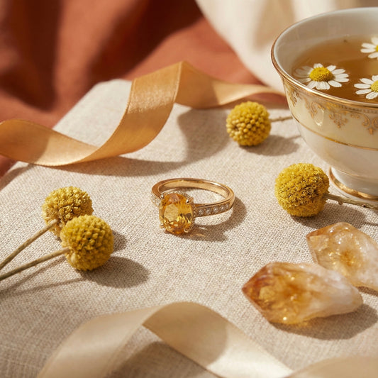 Zaraab Oval Yellow Stone Ring (Gold Edition)