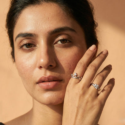 Zaraab Silver-Tone Solitaire Ring