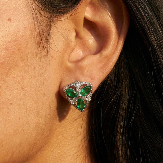 Zaraab Verdant Bloom Marquise Studs