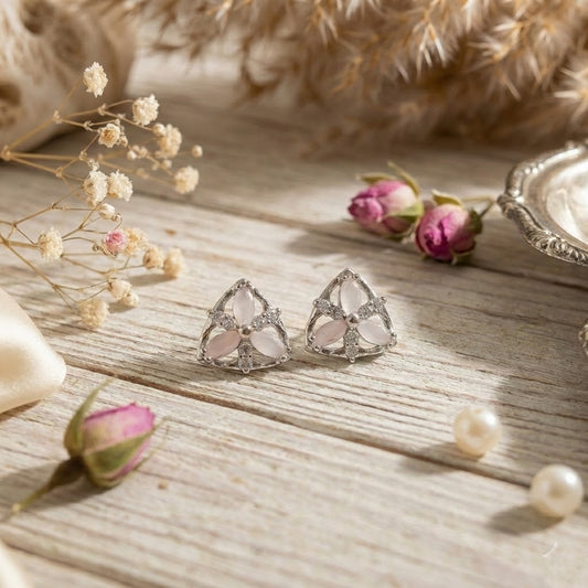 Zaraab Rose Petal Trinity Studs