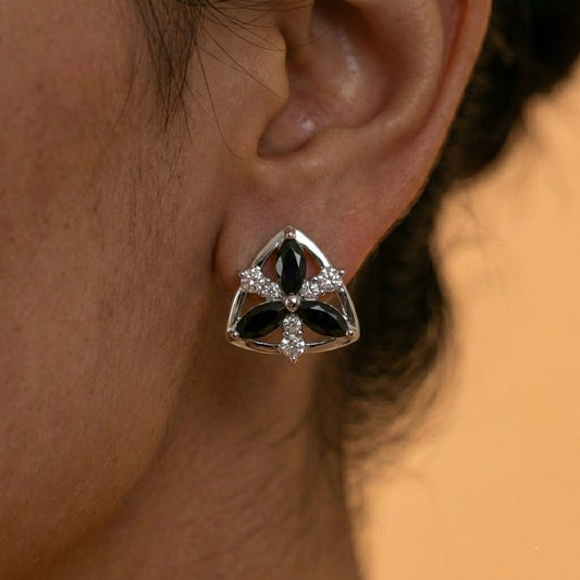 Zaraab Midnight Bloom Trefoil Earrings