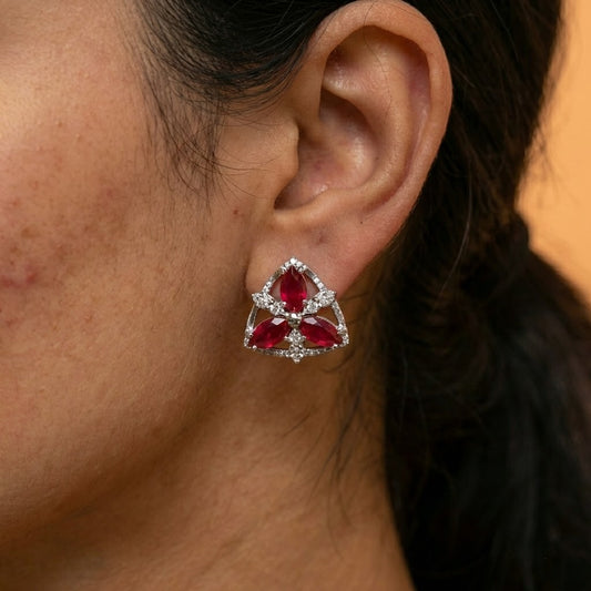 Zaraab Scarlet Trinity Marquise Earrings