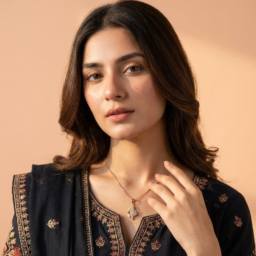 Zaraab "Gilded Tear" Crystal Solitaire Necklace