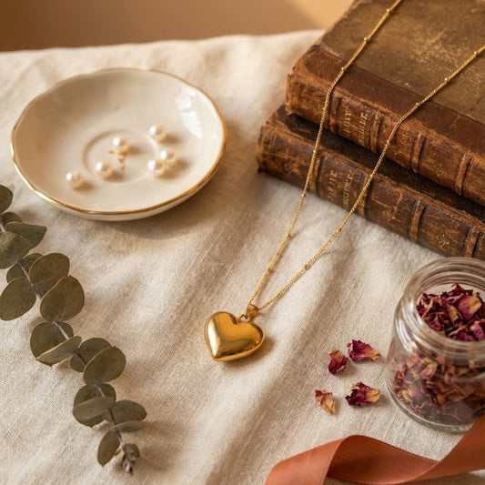 Zaraab Eternal Gold Puffy Heart Necklace