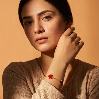 Zaraab Scarlet Heritage Clover Bracelet