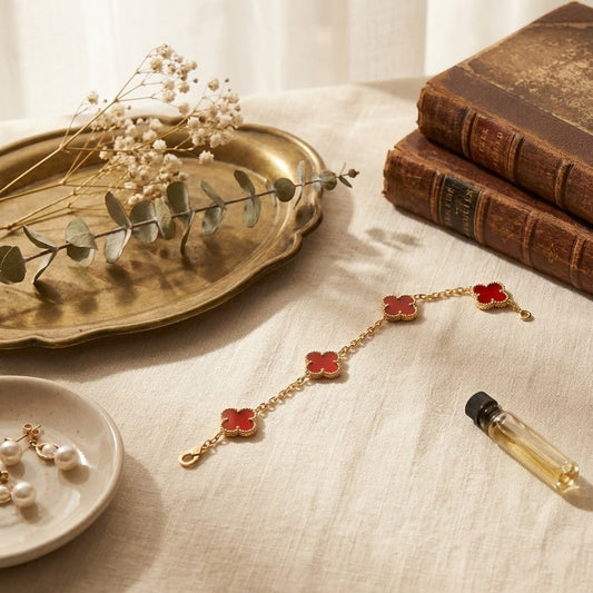 Zaraab Scarlet Heritage Clover Bracelet