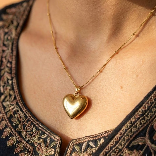Zaraab Eternal Gold Puffy Heart Necklace