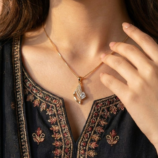 Zaraab "Gilded Tear" Crystal Solitaire Necklace