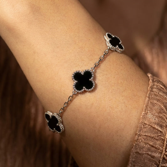 Zaraab Black Clover Bracelet (Silver Edition)