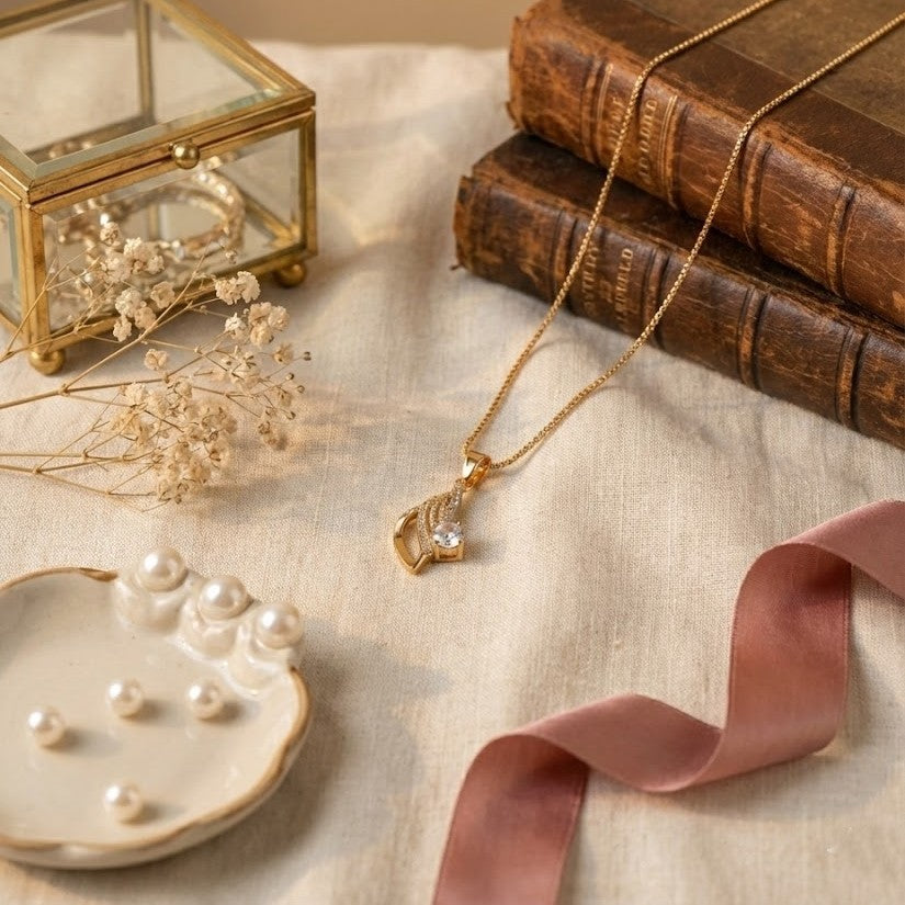 Zaraab "Gilded Tear" Crystal Solitaire Necklace