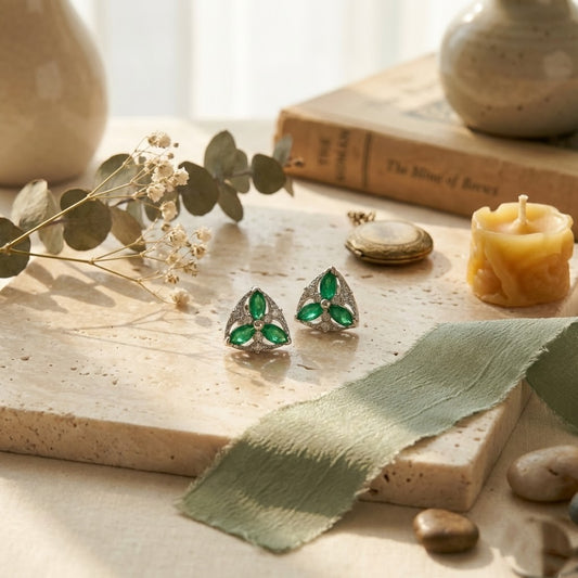 Zaraab Verdant Bloom Marquise Studs