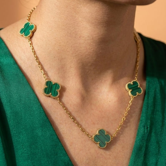 Zaraab Verdant Malachite Clover Necklace