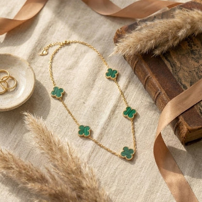 Zaraab Verdant Malachite Clover Necklace