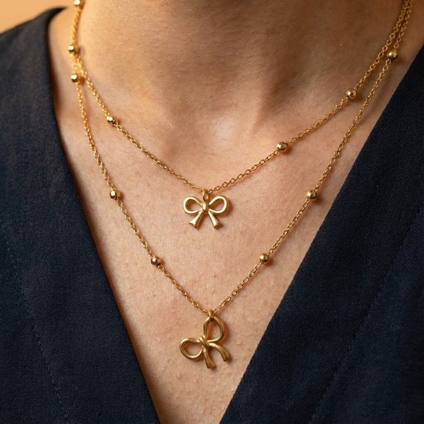 Zaraab Aurelia Double-Strand Bow Necklace
