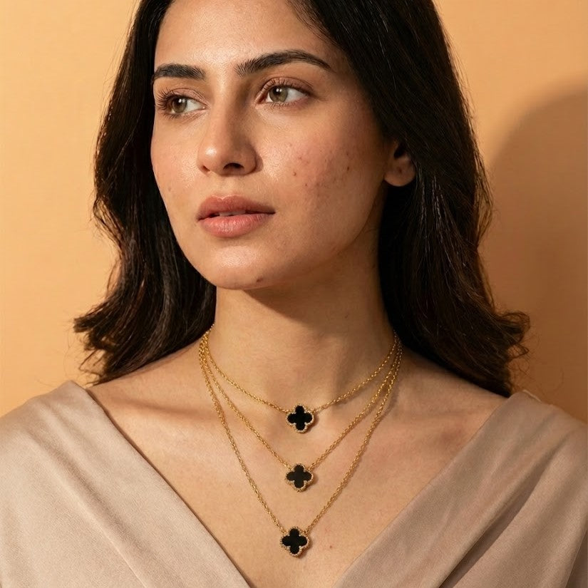 Zaraab Midnight Clover Triple-Layer Necklace