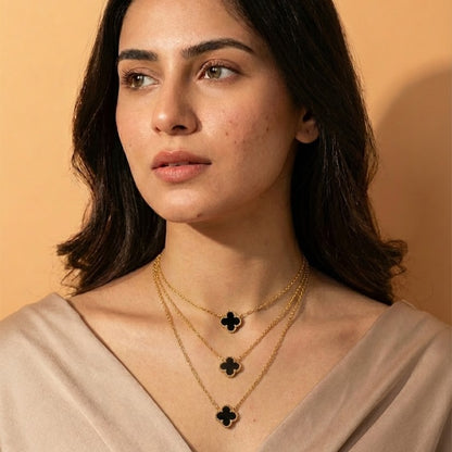 Zaraab Midnight Clover Triple-Layer Necklace