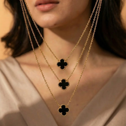 Zaraab Midnight Clover Triple-Layer Necklace
