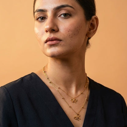 Zaraab Aurelia Double-Strand Bow Necklace