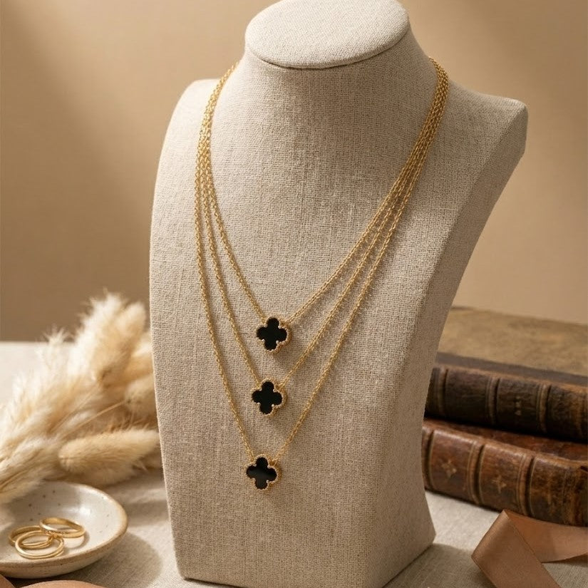 Zaraab Midnight Clover Triple-Layer Necklace