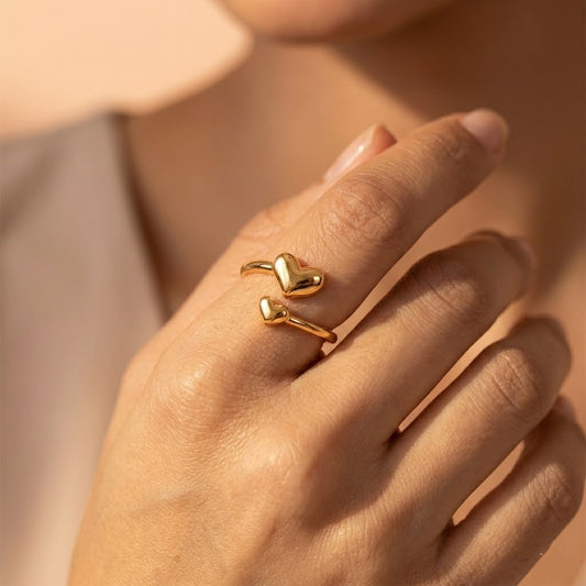 Zaraab Double Heart Bypass Ring