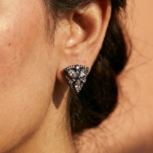 Zaraab Midnight Flora Oxidized Earrings