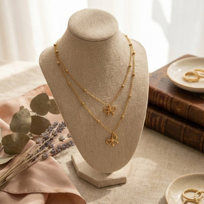 Zaraab Aurelia Double-Strand Bow Necklace